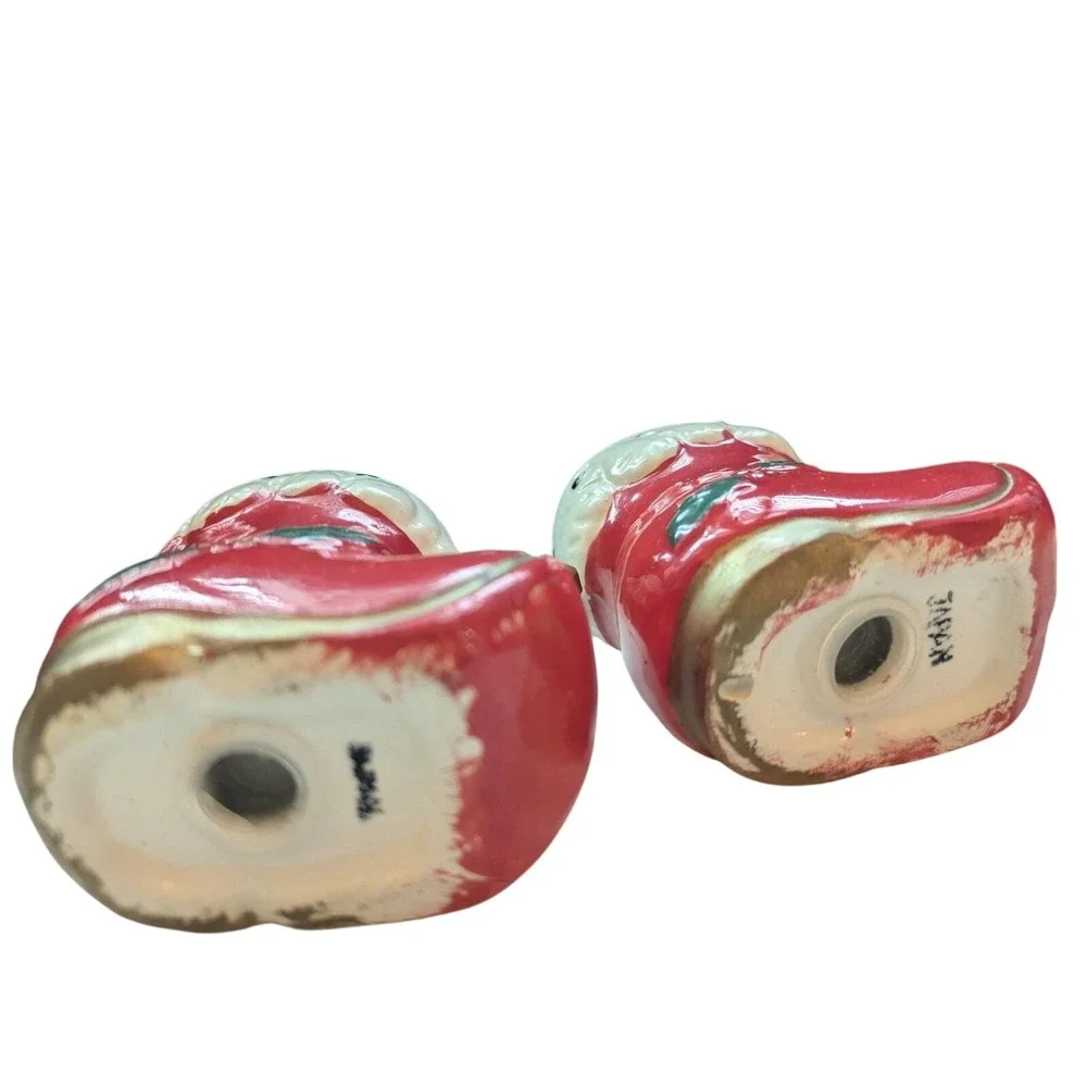 Vtg Santa Elf Shoes Salt & Pepper Shakers Stars/Holly‎ 2.25